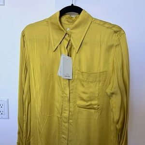 & Other Stories gold shiny silky shirt